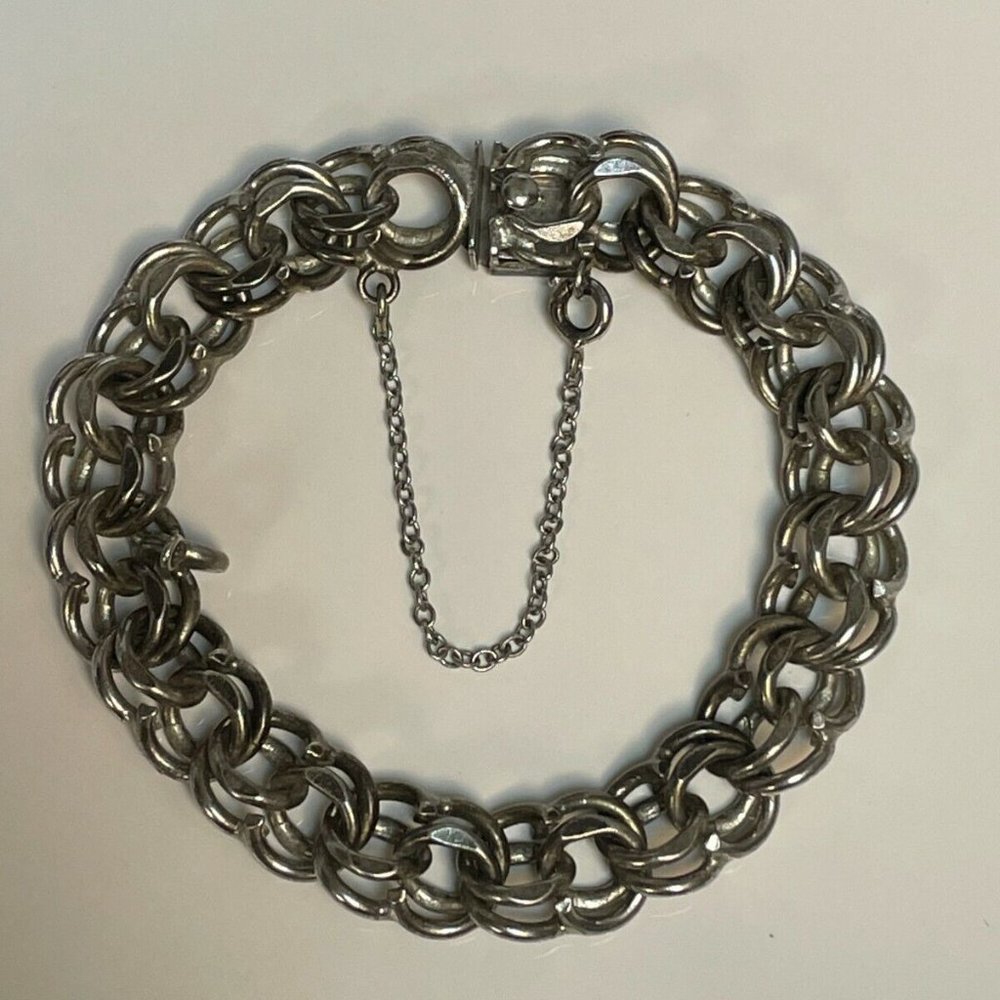 .925 Sterling Silver 7.0" Charm Bracelet 29.9g 11.0mm Box Lock (SZ505)